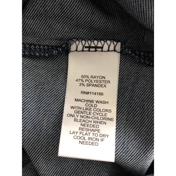 89th & Madison Top Women's Small Flutter Sleeve Split Collar Dark Indigo NEW - Picture 6 of 6